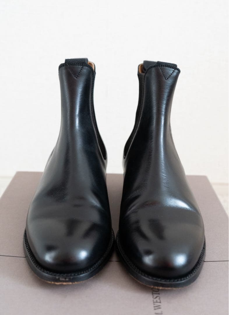 ブラックレザー サイドゴアブーツ