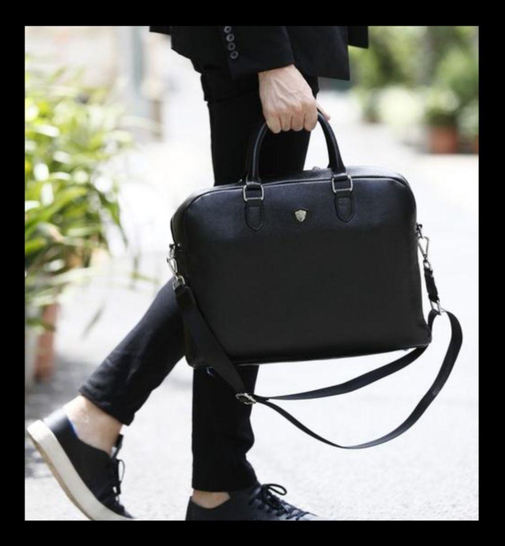 OKACHI ブリーフケース ビジネスバッグ 牛床革 ダークブラウン 未使用