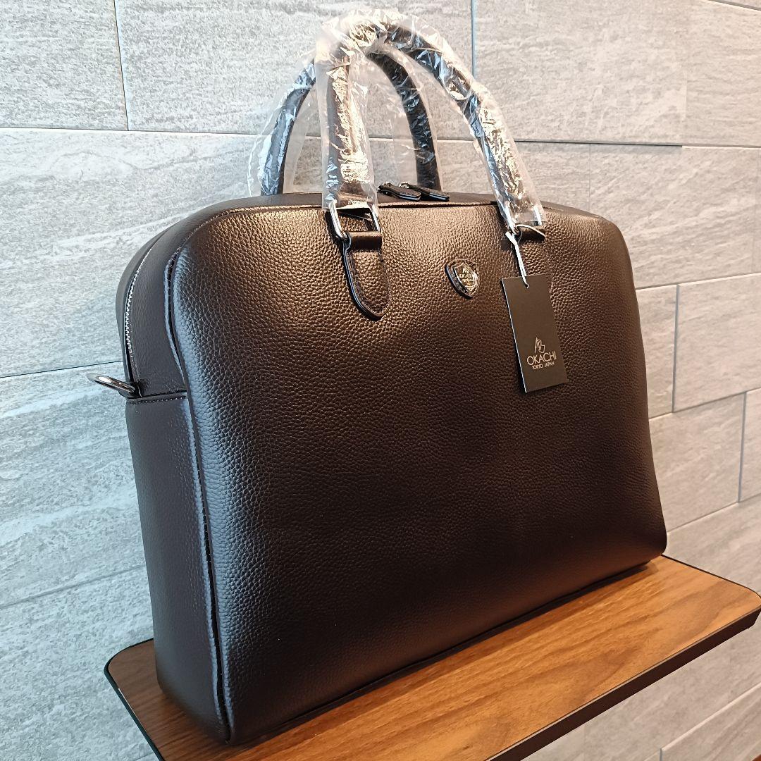 OKACHI ブリーフケース ビジネスバッグ 牛床革 ダークブラウン 未使用