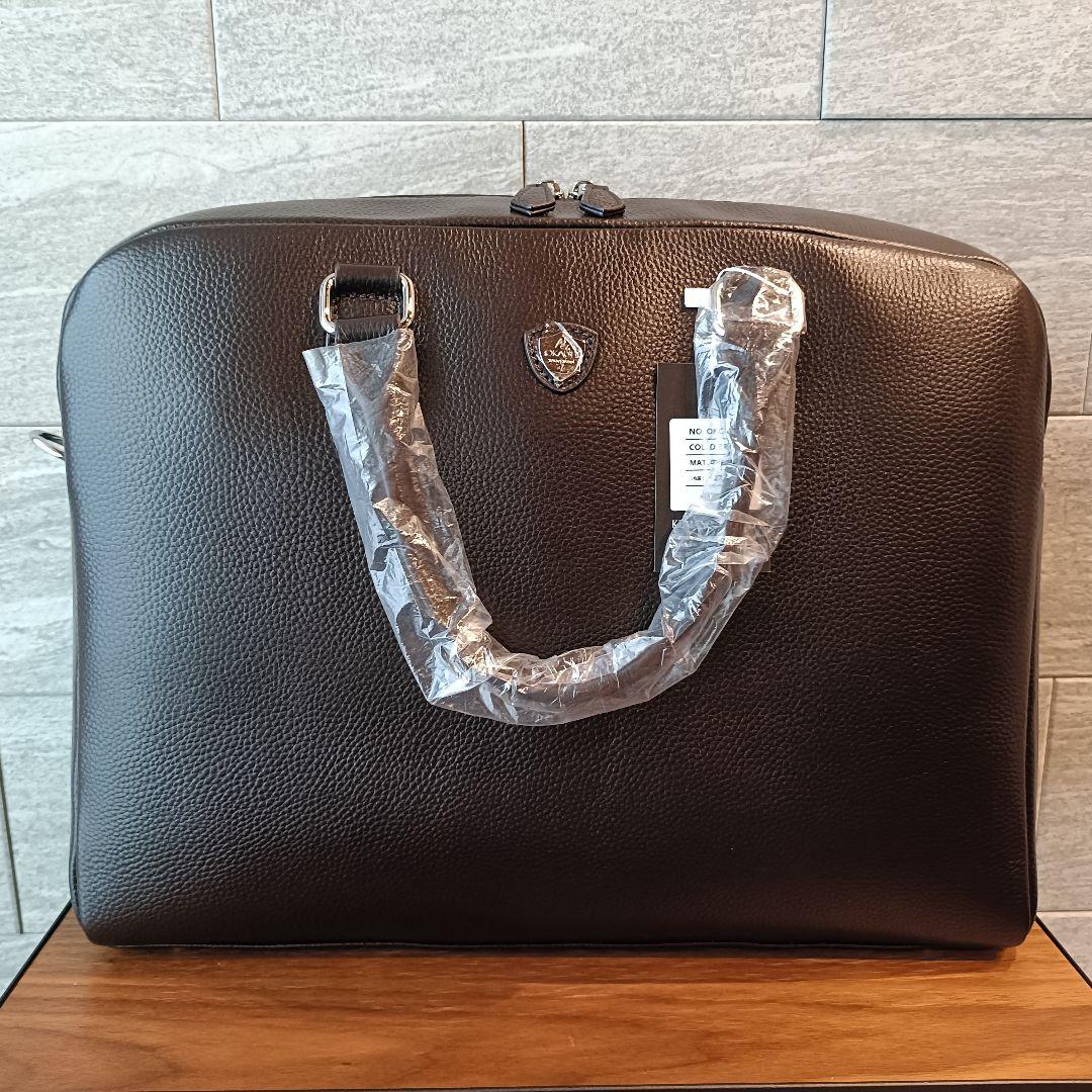 OKACHI ブリーフケース ビジネスバッグ 牛床革 ダークブラウン 未使用