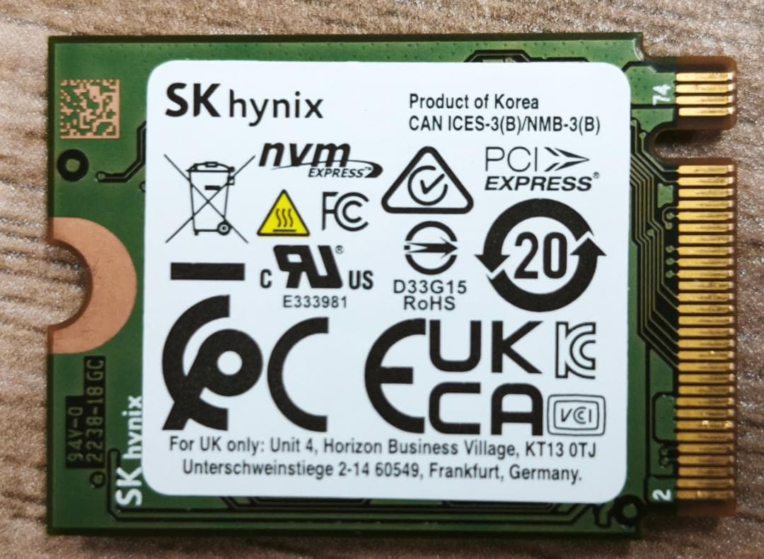 SK hynix BC901 NVMe SSD 2230 1TB 健康度99％♪