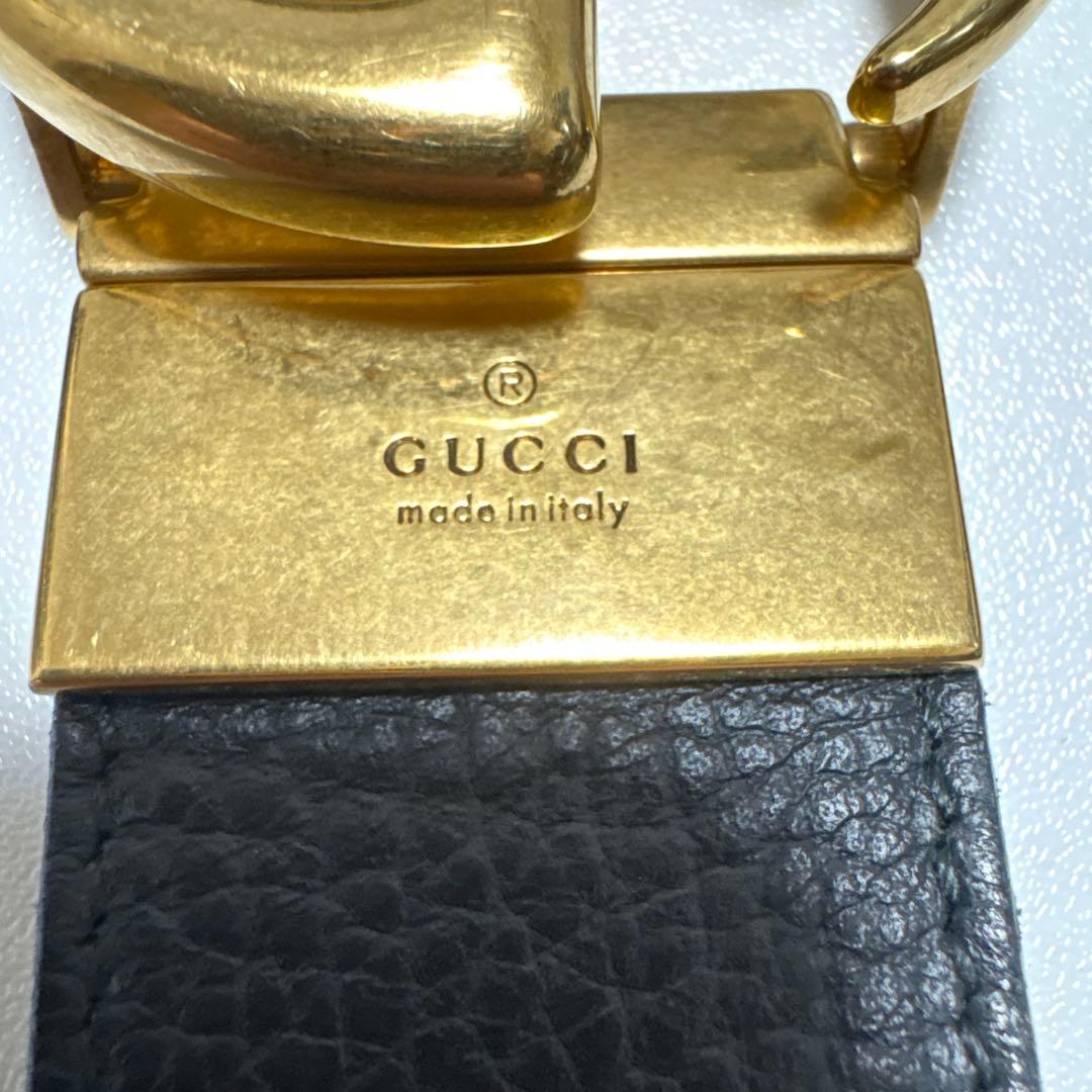 GUCCI ブラックレザーベルト ダブルGバックル リバーシブル
