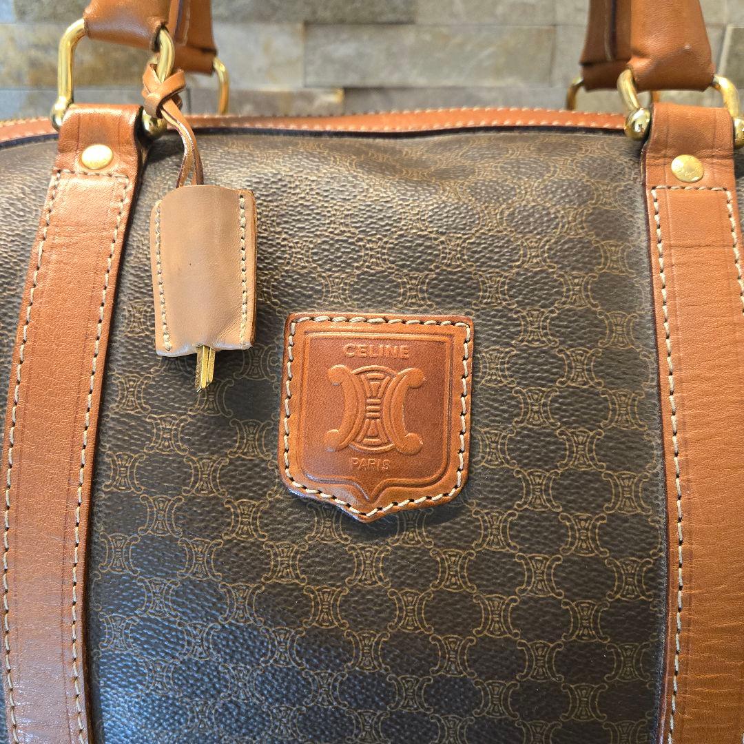CELINE オールド セリーヌ ボストンバッグ マカダム柄 トリオンフ 鍵付き