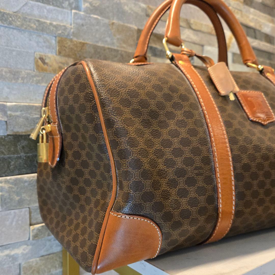 CELINE オールド セリーヌ ボストンバッグ マカダム柄 トリオンフ 鍵付き