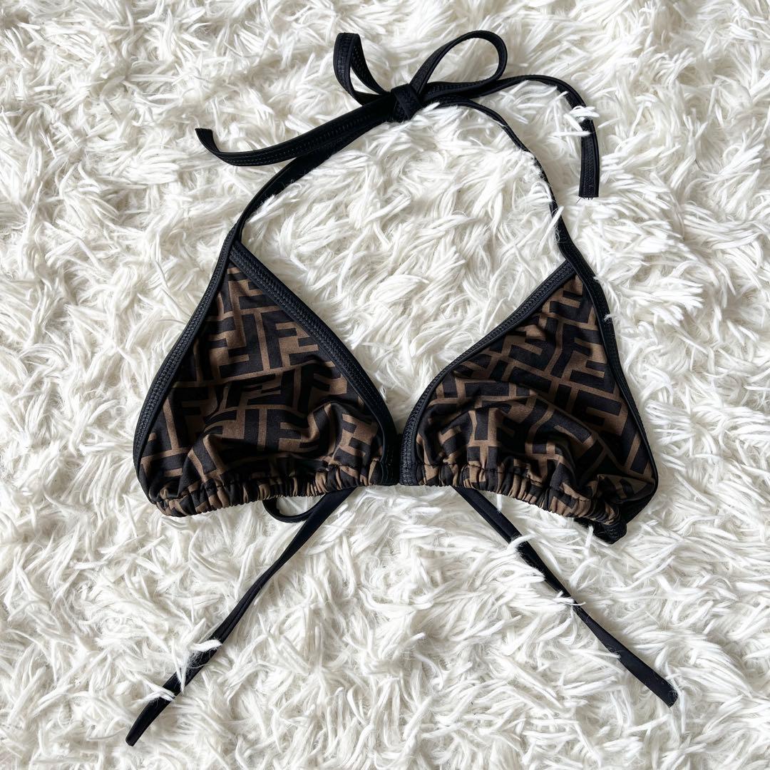 フェンディ　水着　ビキニ　ズッカ柄　ブラウン　黒　42サイズ　専用ポーチ付き