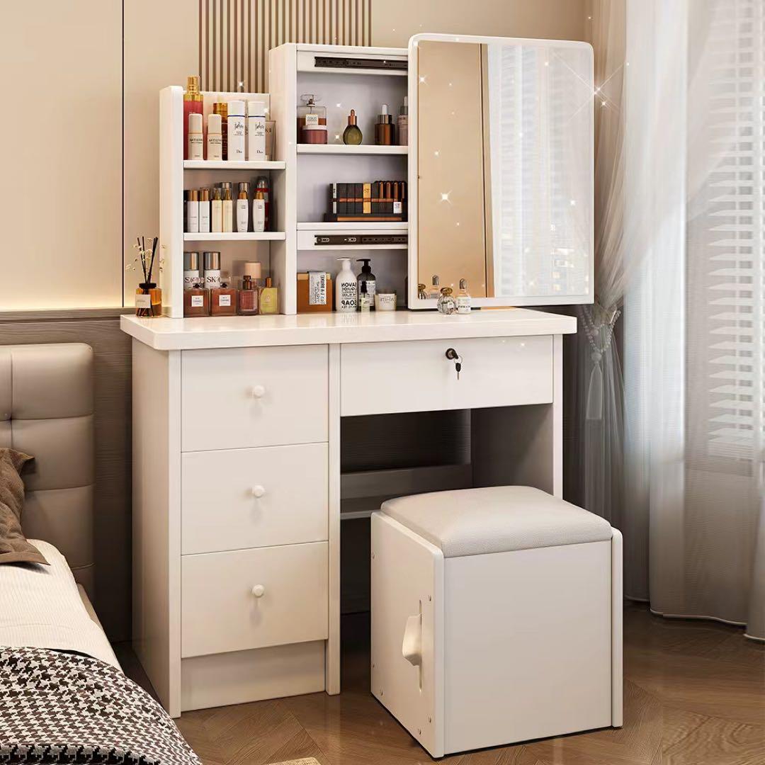 （期間セール）ドレッサー鏡付き椅子付きLEDなし メイクドレッサー