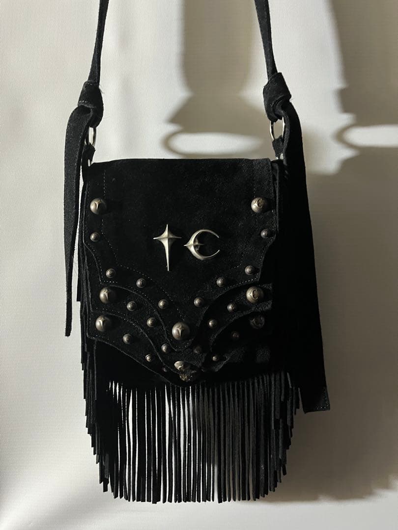 希少品　Thug club レザーフリンジショルダーバック　BLK