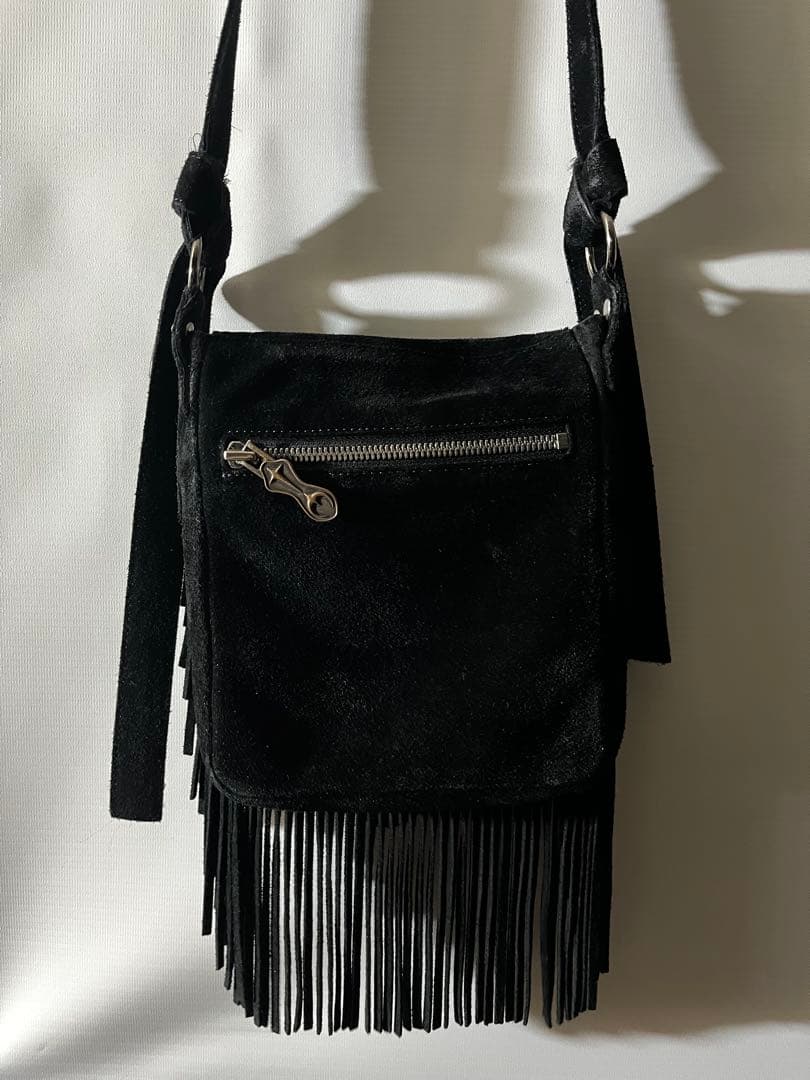 希少品　Thug club レザーフリンジショルダーバック　BLK