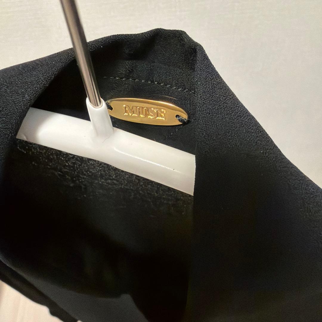 美品 muse de deuxieme classe トリアセシフォンシャツ 黒