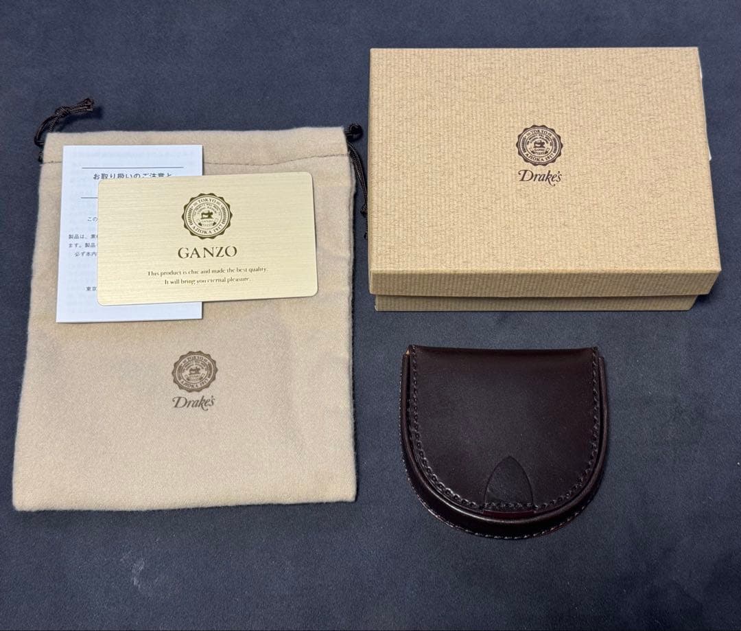 Drake's×GANZO 小銭入れ ダークブラウン 馬蹄 限定