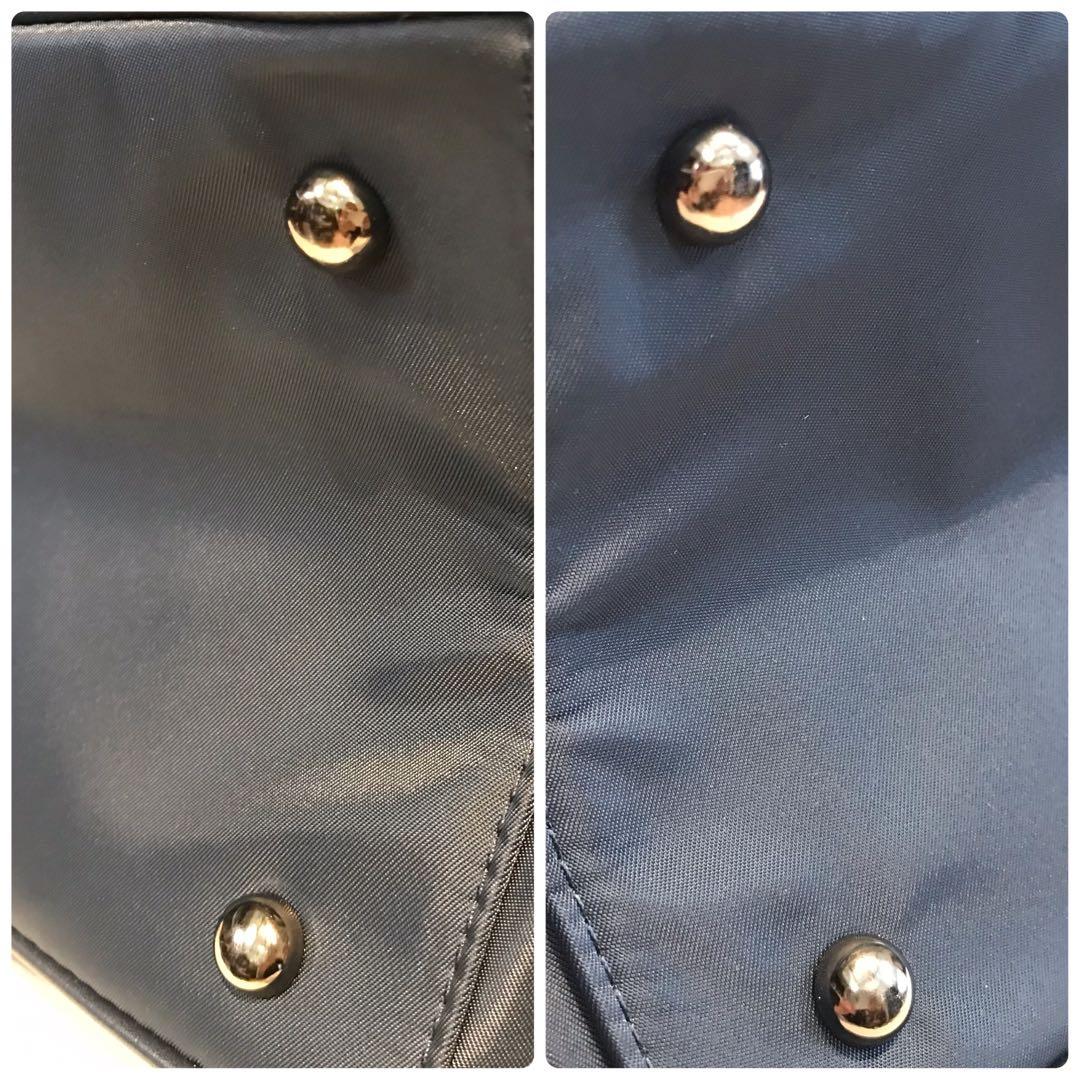 キタムラ　ネイビー ナイロン×レザー　ボストンバッグ　ネイビー