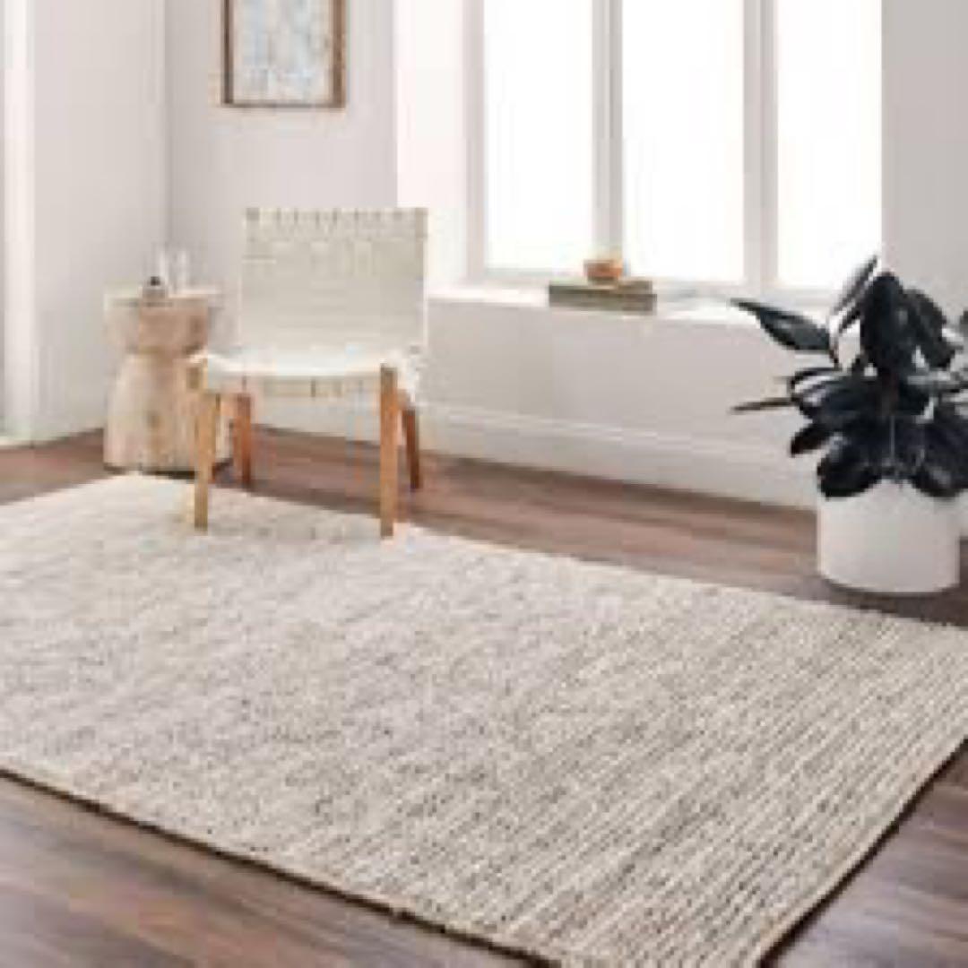 【ニラ】手織りジュートラグ ベージュ 240x240cm 正方形