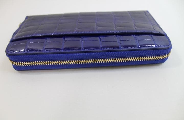 【専用】クロコダイル 財布 長財布 本革 シャイニング加工 ブルー ラウンド