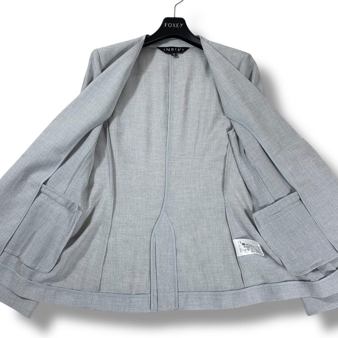 未使用級/25SS✨INDIVI セットアップ ノーカラー トリアセテート混38