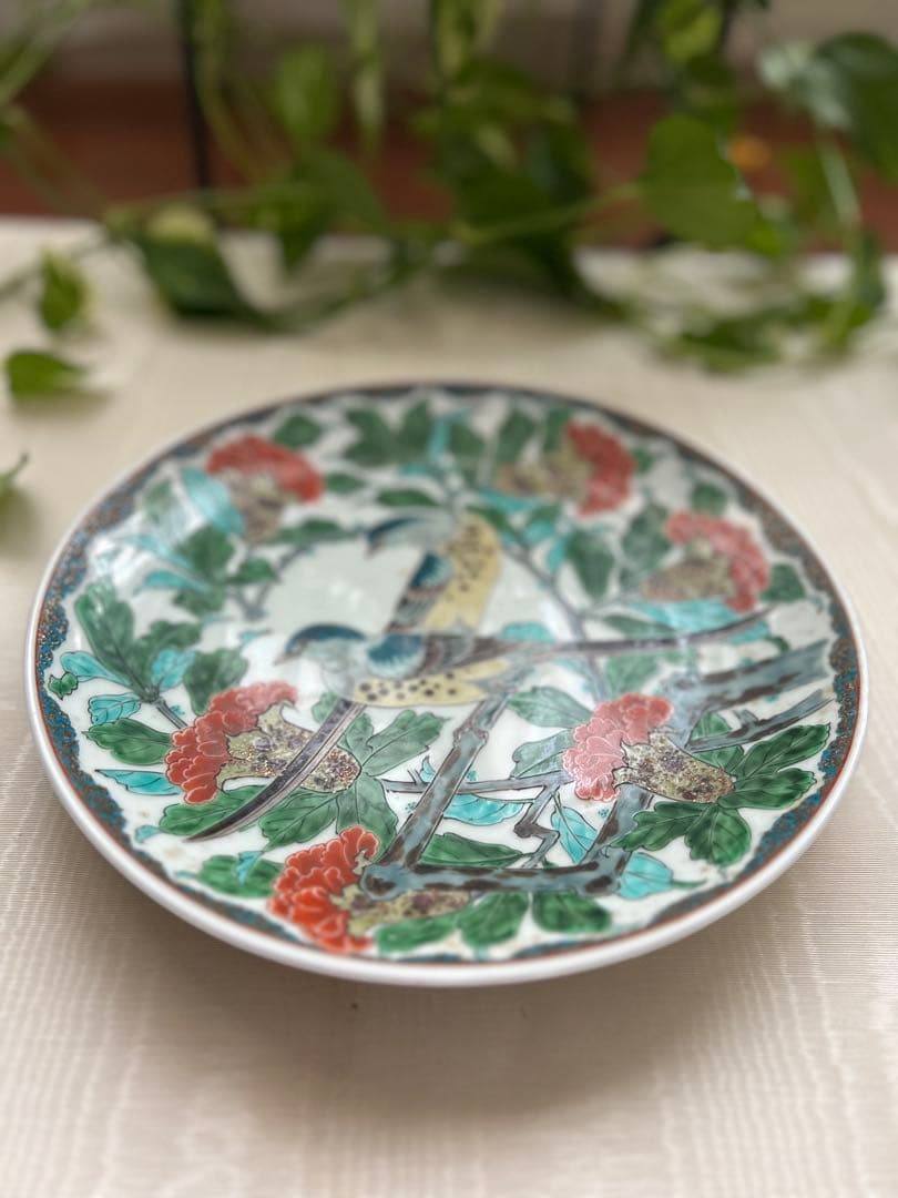 鳥と花のデザイン 陶磁器皿