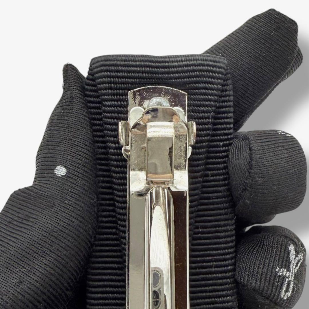 【美品】サルヴァトーレ フェラガモ ヴァラリボン バレッタ ブラック シルバー