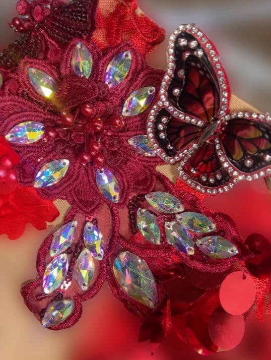 美品一点物 ベリーダンス衣装 蝶々ブラスカート セット L インナー付