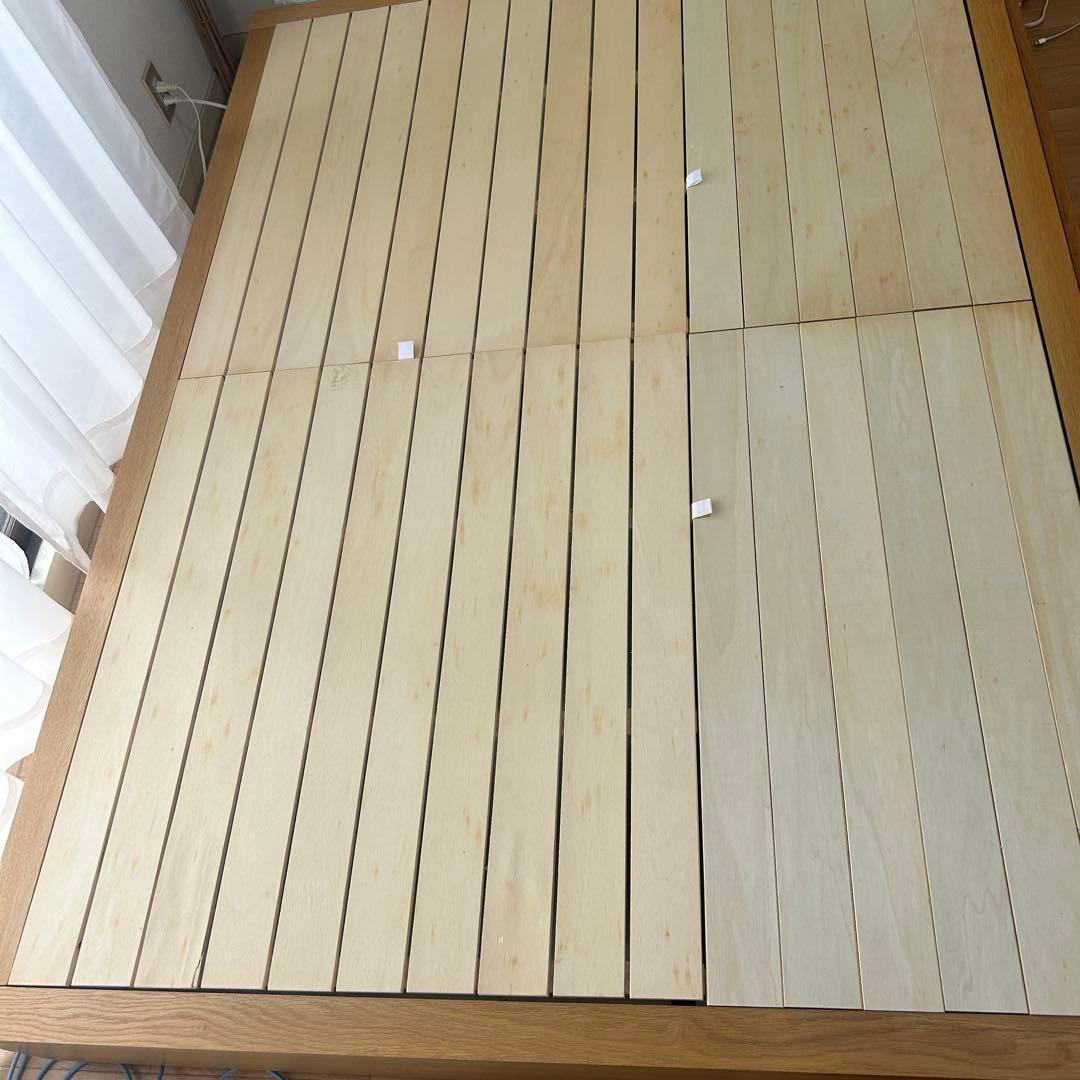 収納付　無印良品　ベッドフレーム　ダブル　オーク材　すのこベット　引き出し付