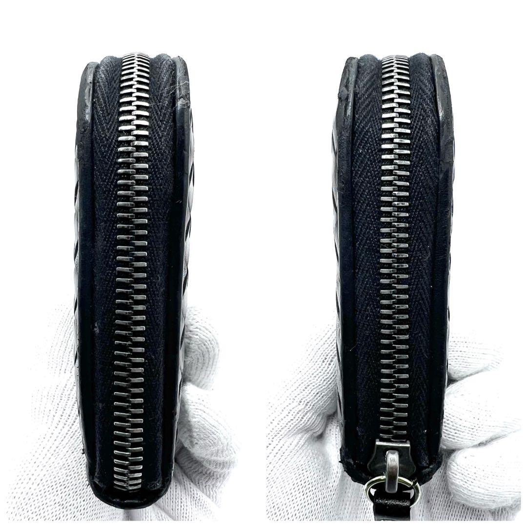 美品✨ボッテガヴェネタ レザー 長財布 イントレチャート ラウンドファスナー