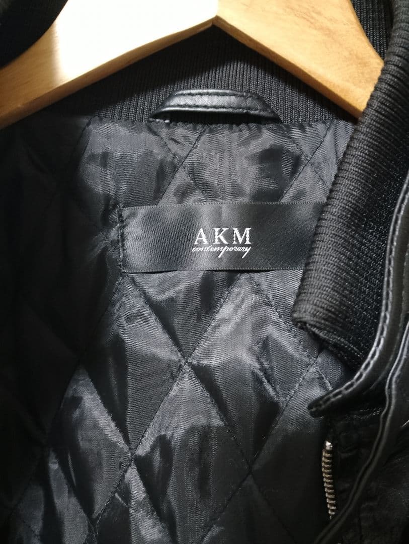 こ*き様 ブラックレザーシングルライダースジャケット　AKM　L