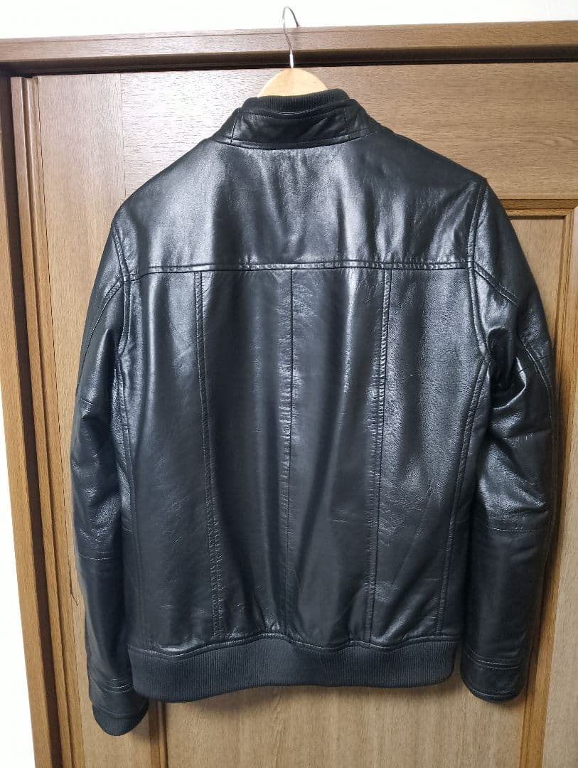 こ*き様 ブラックレザーシングルライダースジャケット　AKM　L