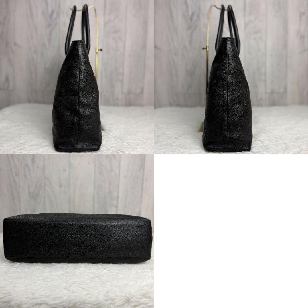 美品♡A4♡HushTug ハッシュタグ レザー トートバッグ ブラック シボ革