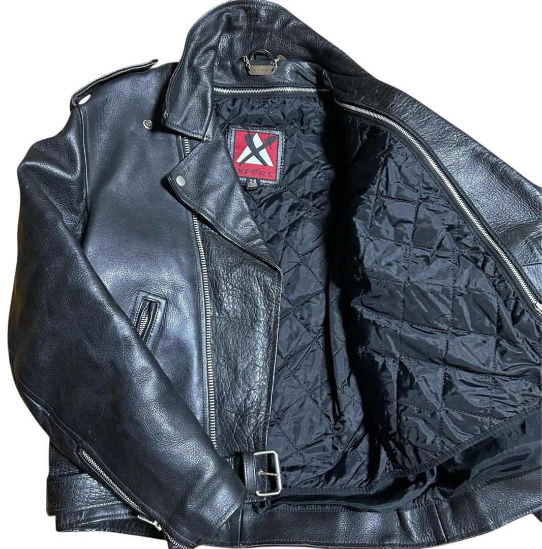 XPERT ダブルライダース レザージャケットブラック黒　キルティング　38