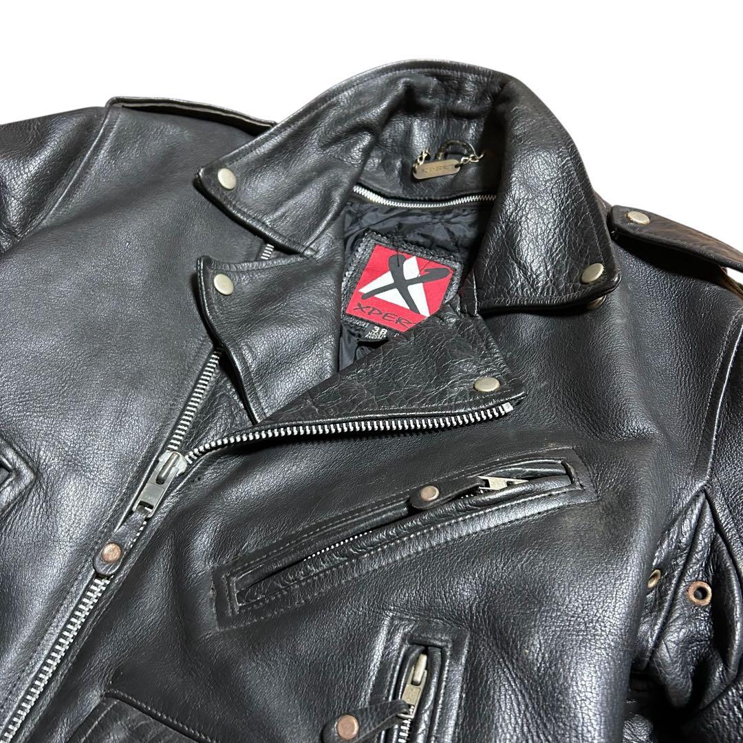 XPERT ダブルライダース レザージャケットブラック黒　キルティング　38