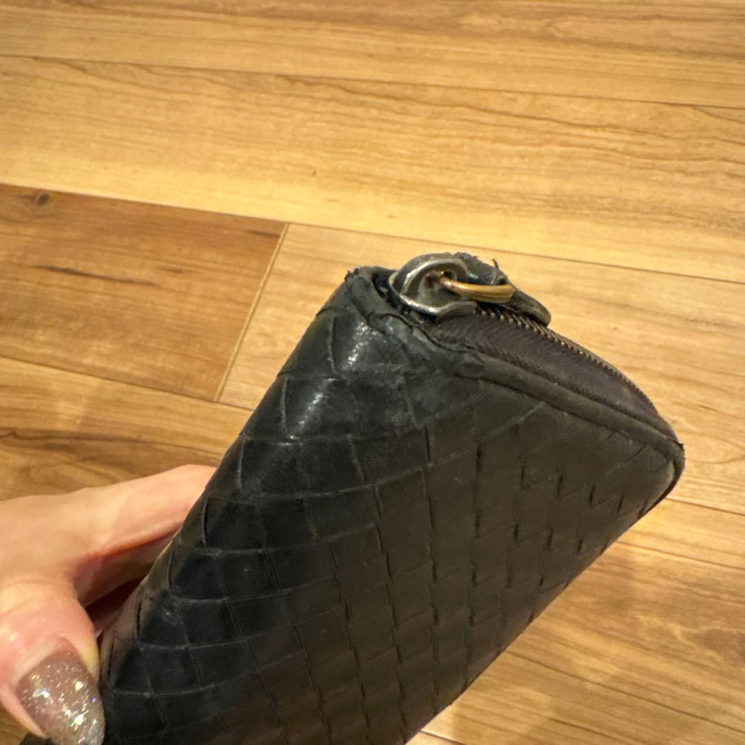 ボッテガヴェネタ　黒 レザー 長財布　ジップ