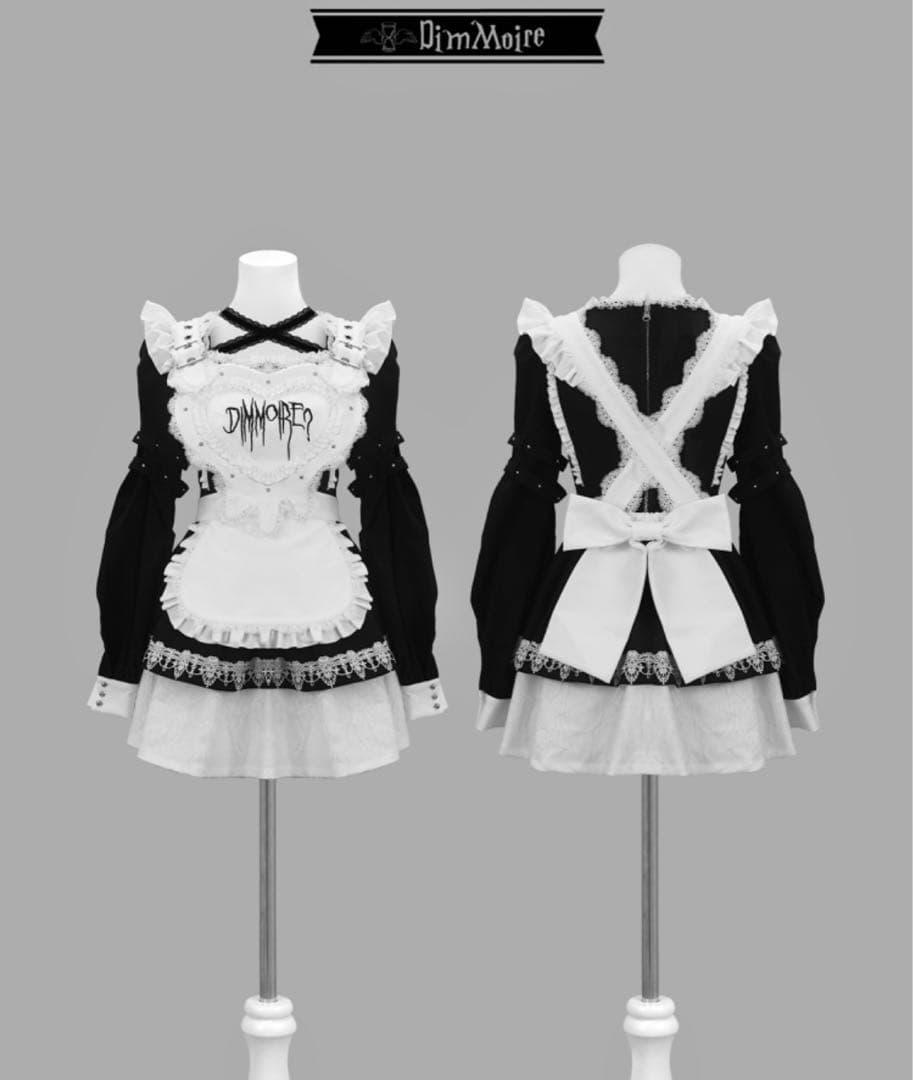 DimMoire Drip Heartメイドワンピース【Black&White】