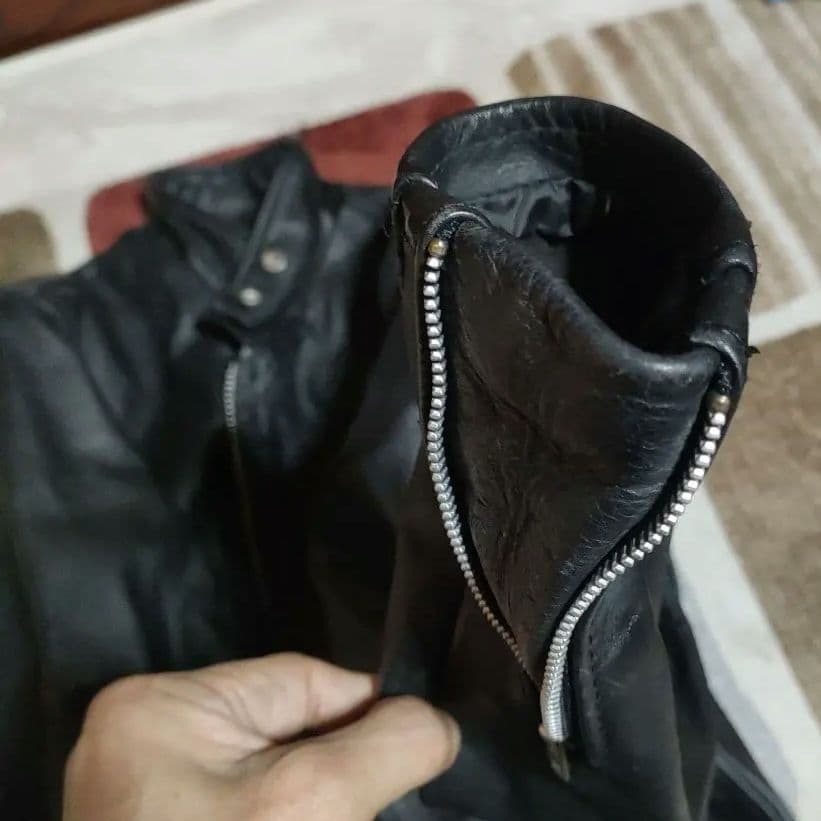 ク*ン様 人気定番Schot641t立ち襟シングルライダースジャケット ３６交換