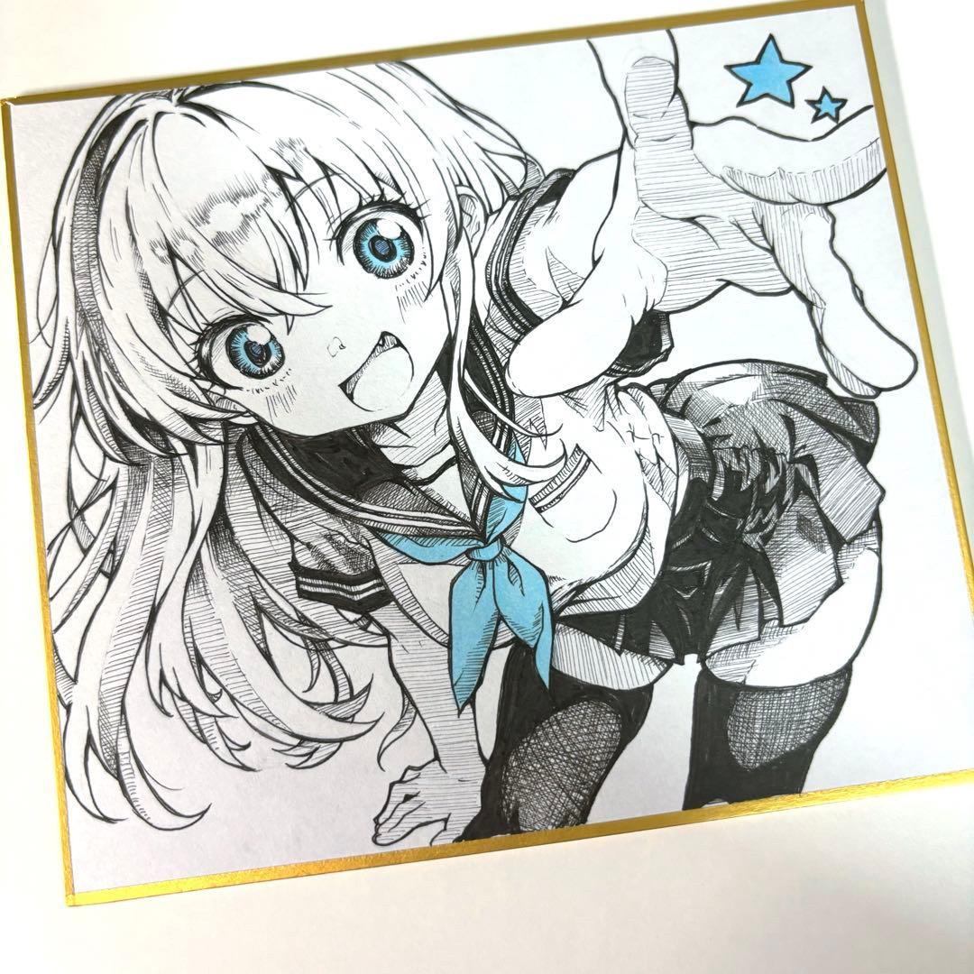 N*ヤ様 オリジナル 手描きイラスト アナログ 色紙