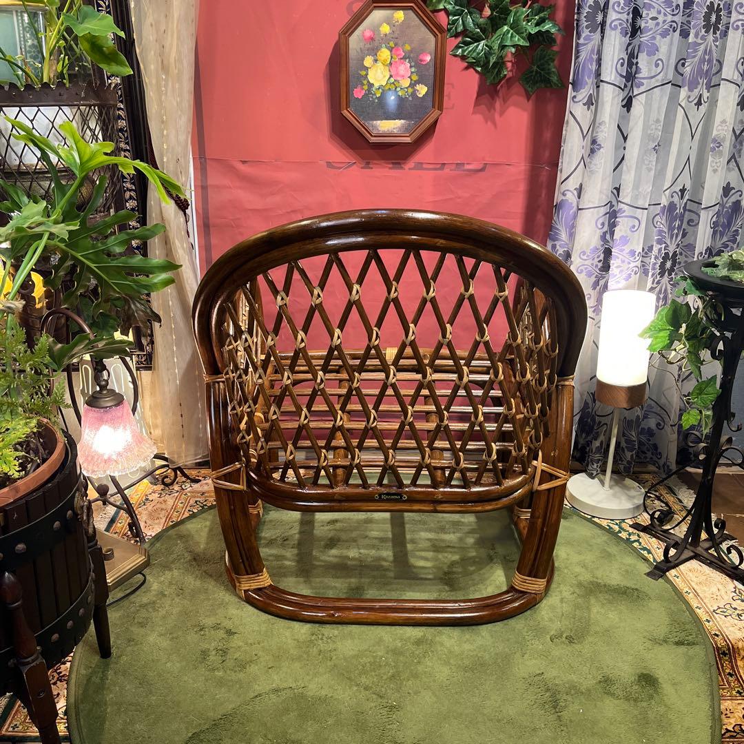 ペコ　ヴィンテージ 横浜Kazama 高級ラタン　軽量　アームチェア