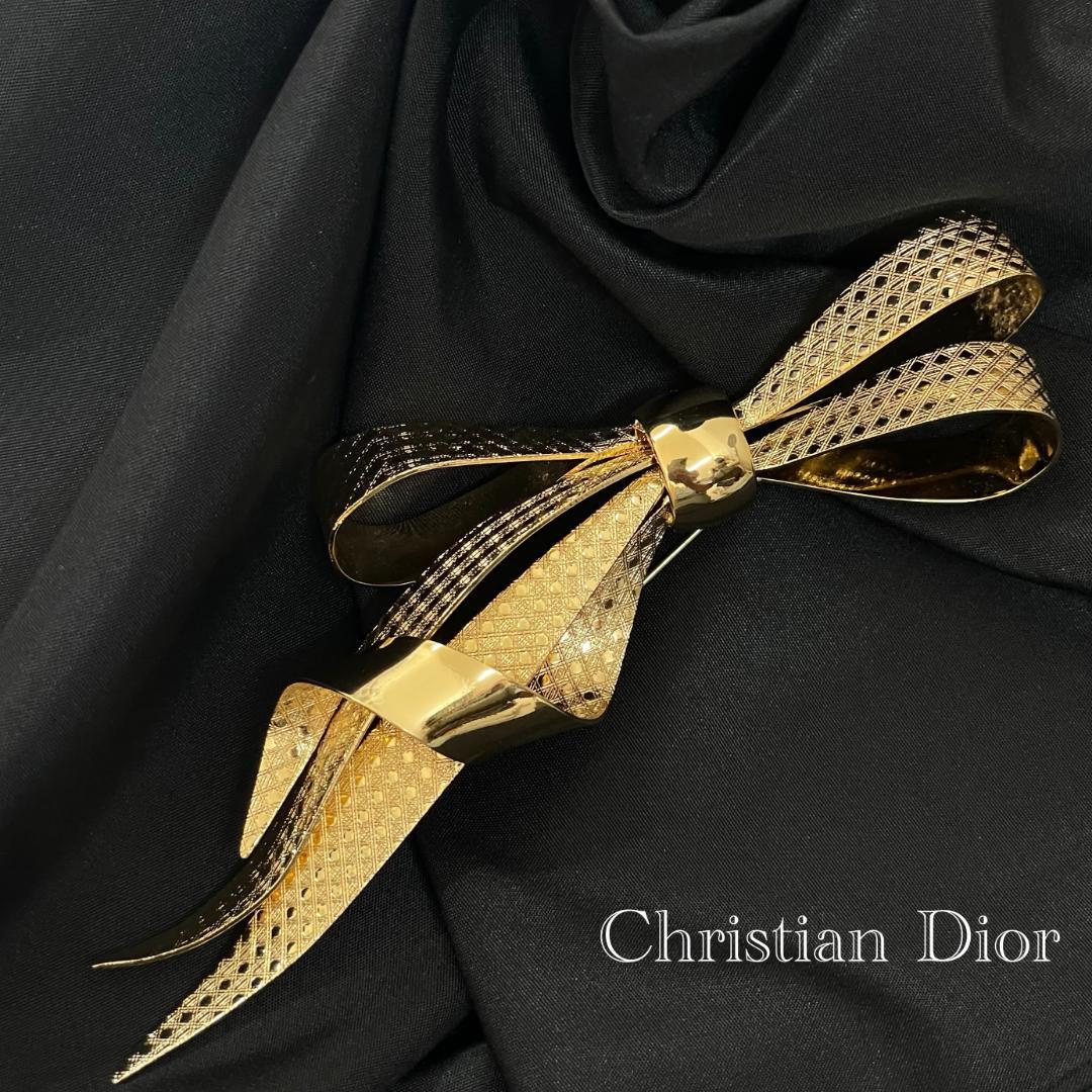 【ドイツ製】 クリスチャンディオール ブローチ リボン ビンテージ 大ぶり