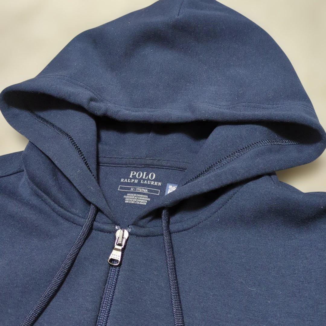 大人気　ポロラルフローレン　ダブルニット フルジップフーディ　ネイビー　M