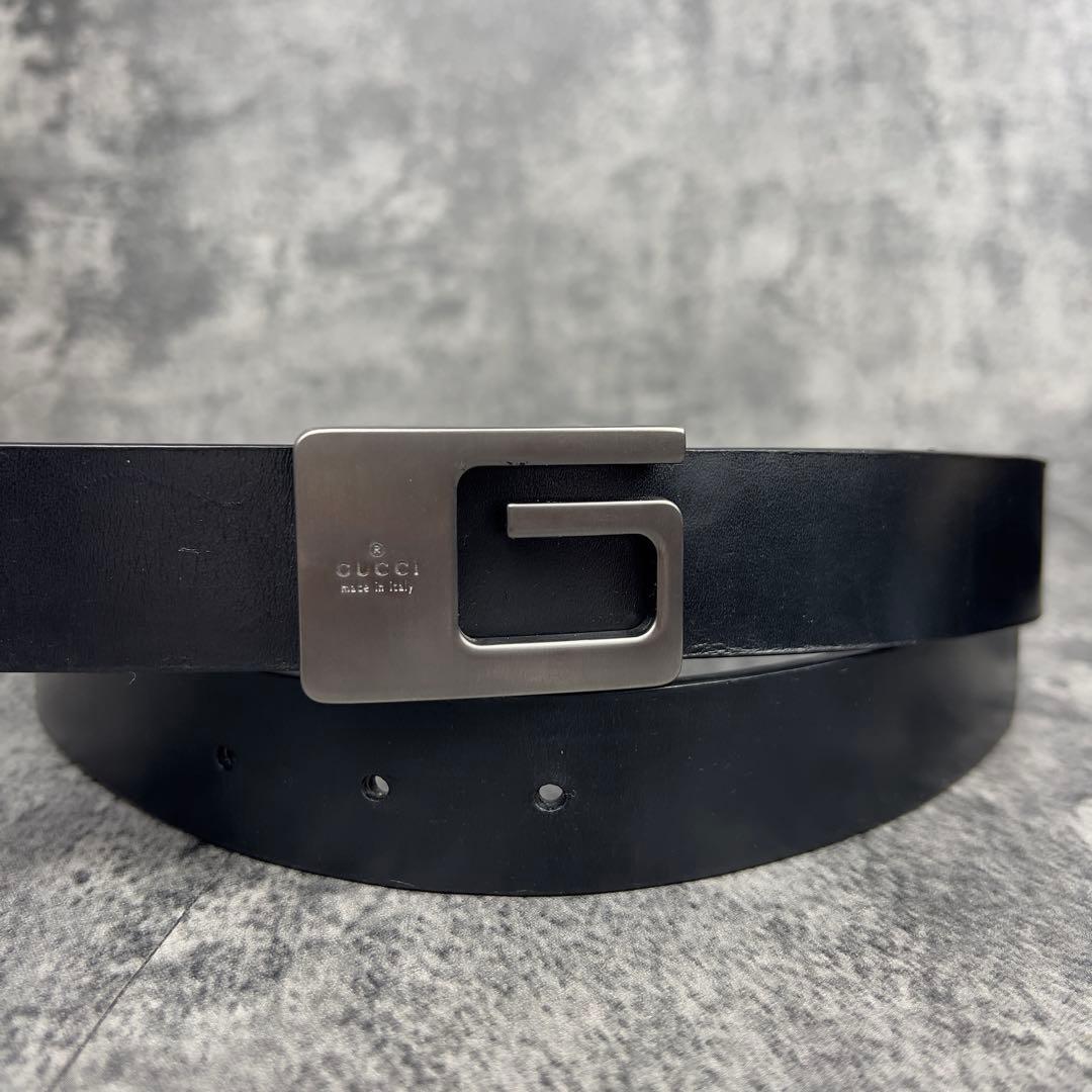 GUCCI Gバックル レザー ベルト ブラック
