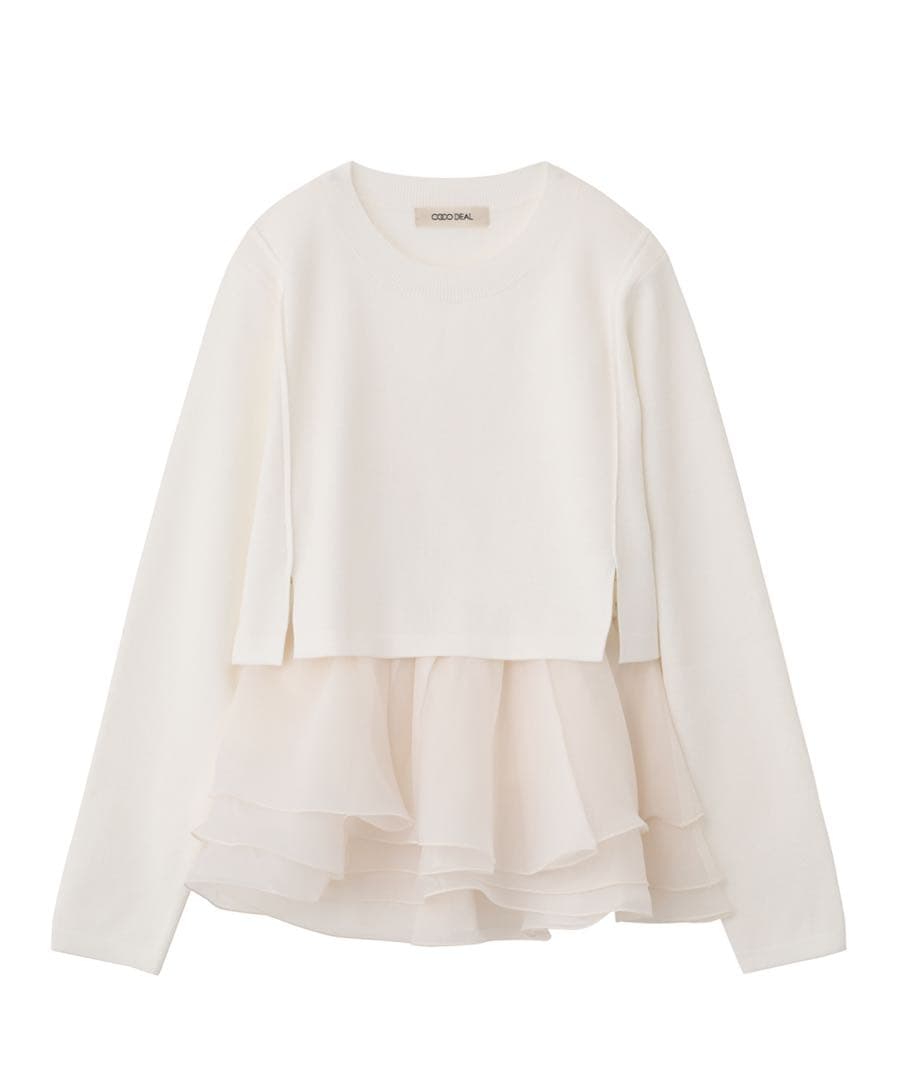♡完売商品♡COCO DEAL ペプラムブラウスレイヤードニット アイボリー