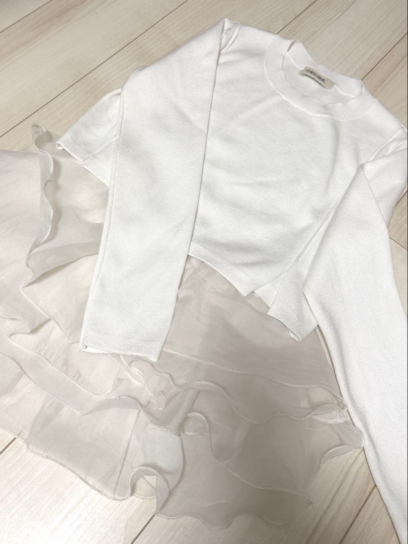 ♡完売商品♡COCO DEAL ペプラムブラウスレイヤードニット アイボリー