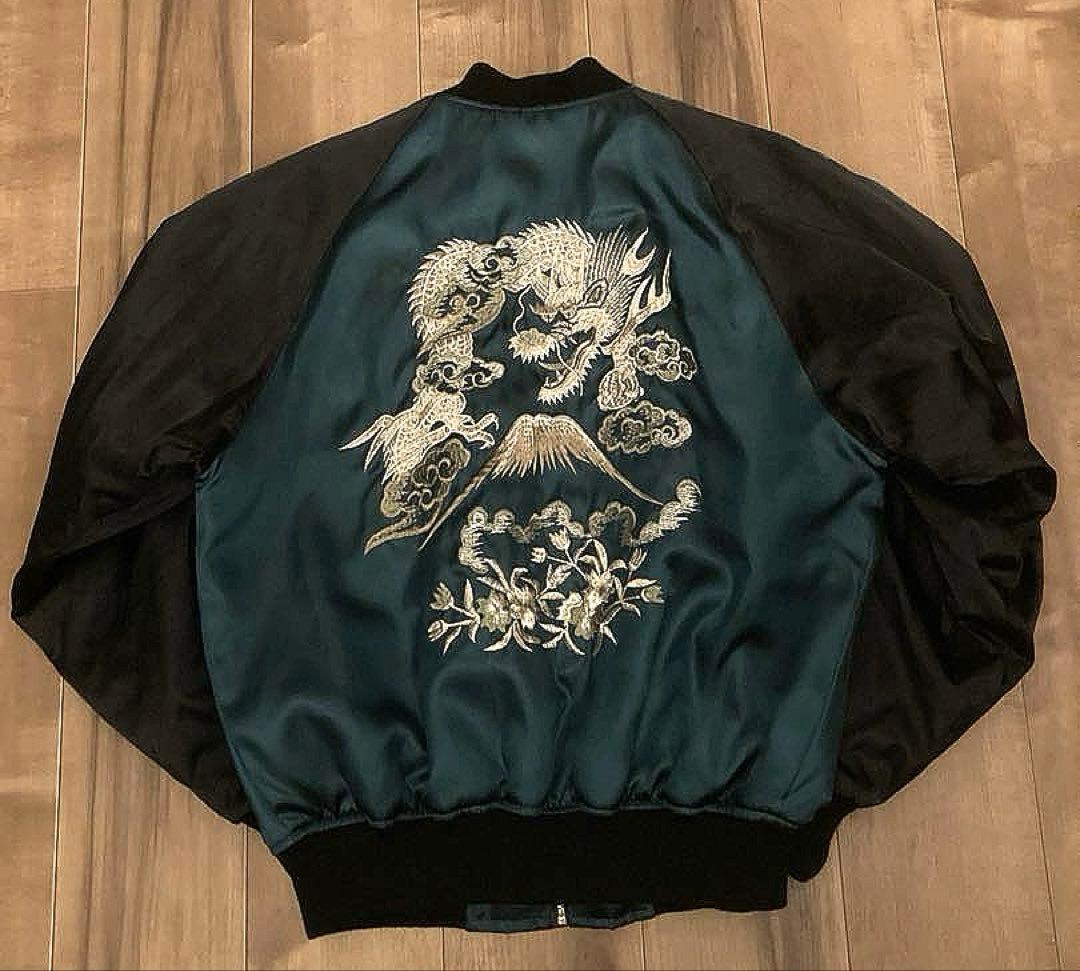 星姫スカジャン‼️エメラルドグリーン スカジャン ドラゴン刺繍　美品‼️松井玲奈