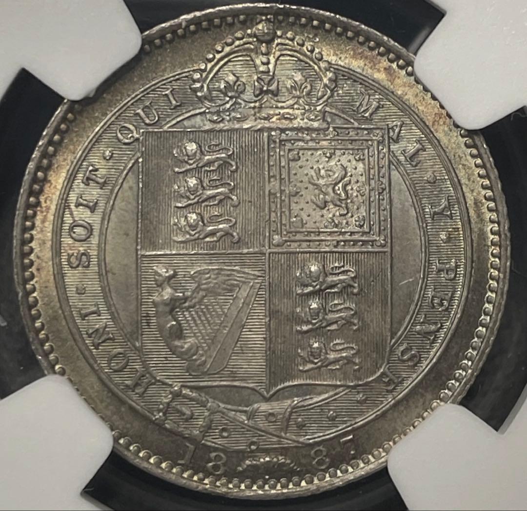 R*a様 1887年英国　ジュベリーヘッドヴィクトリア女王シリング銀貨　NGC認