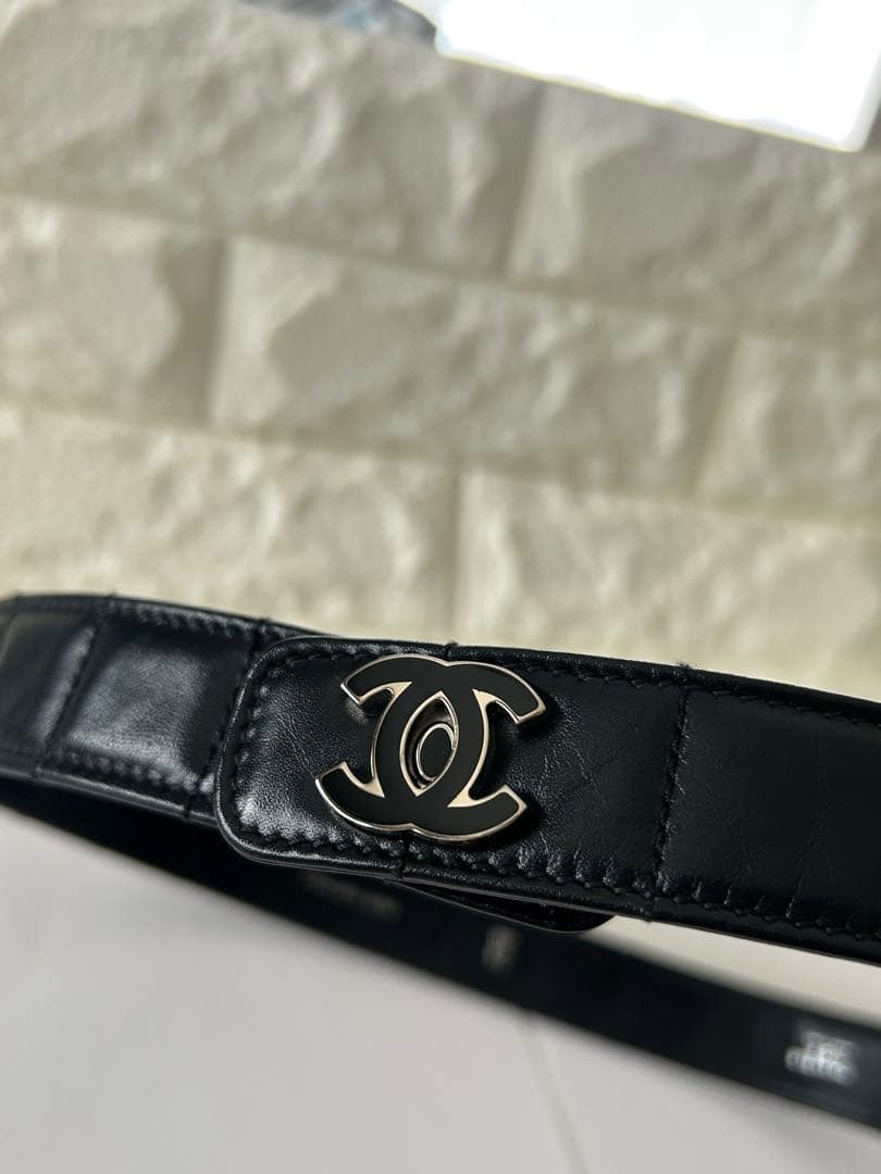 CHANEL シャネル ココマーク 本革 ベルト 75 ブラック