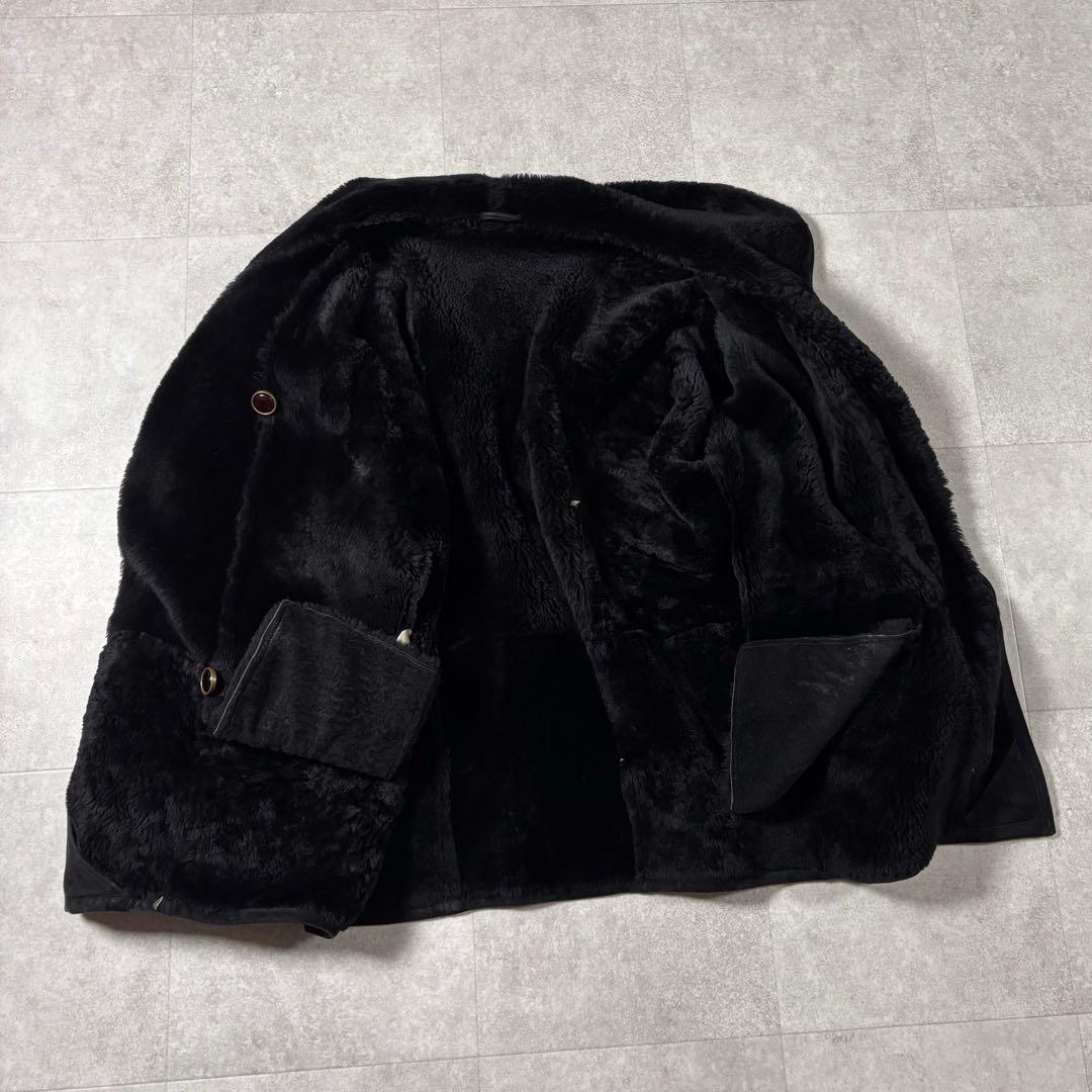 スペイン製 90s vintage 本革 ムートンコート 裏ボア 黒 アメカジ