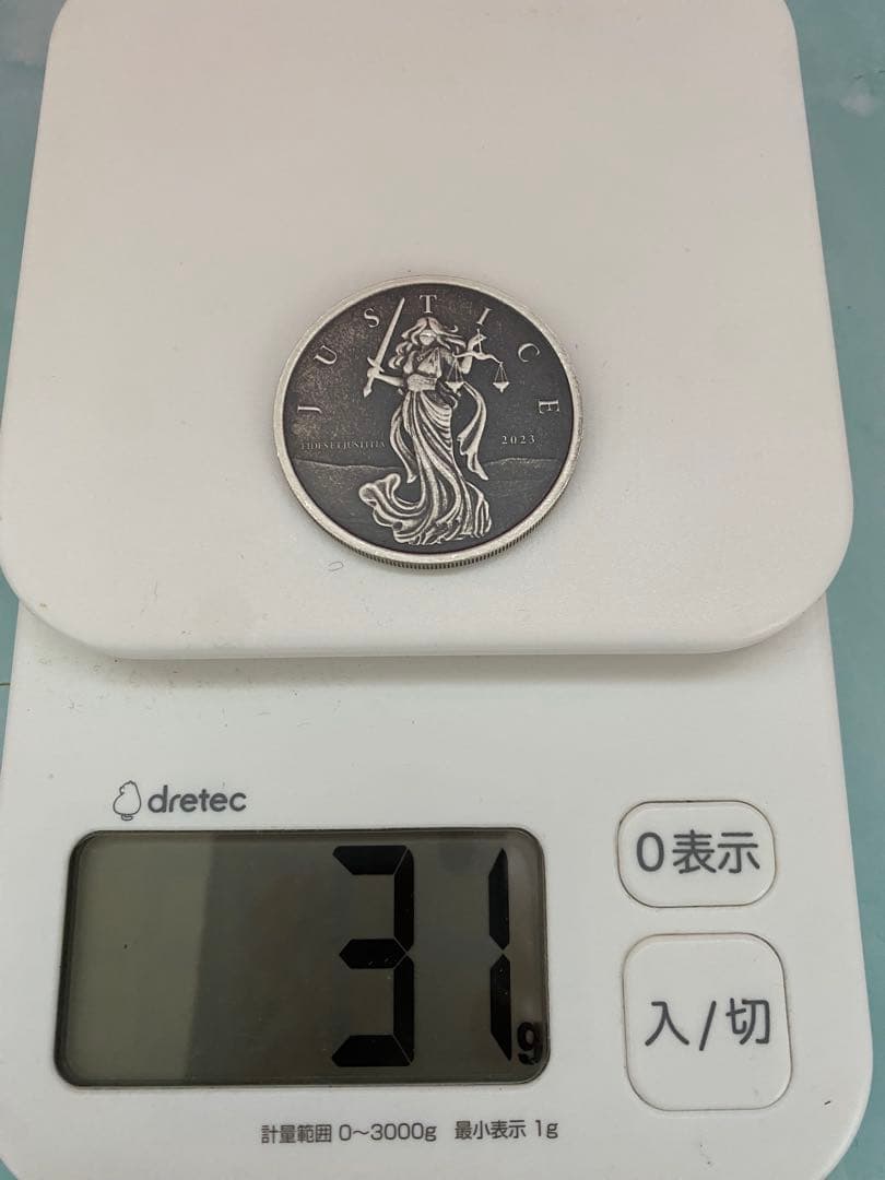 ジャスティス 女神 銀貨 1オンス .999 純銀 アンティーク風 ギブラルタル