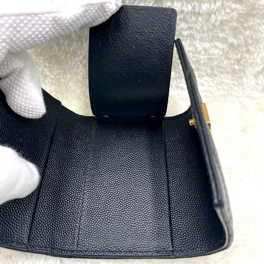 美品 サンローラン 6連 キーケース カサンドラ キャビアスキン 黒 付属品有