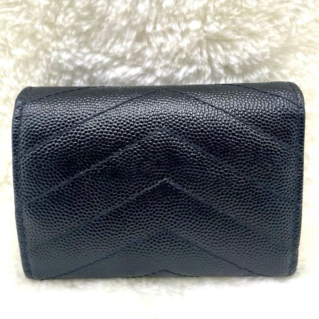 美品 サンローラン 6連 キーケース カサンドラ キャビアスキン 黒 付属品有