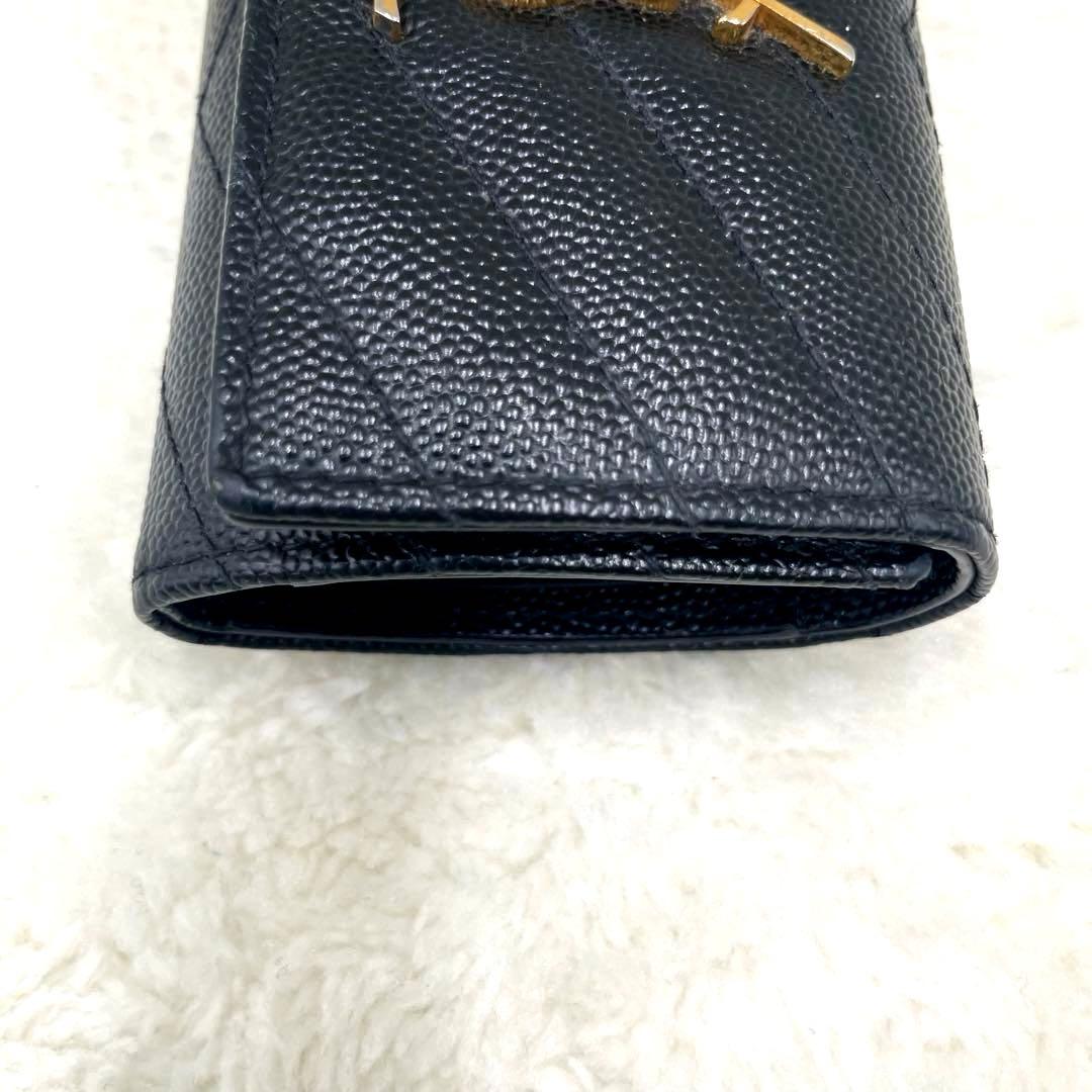 美品 サンローラン 6連 キーケース カサンドラ キャビアスキン 黒 付属品有