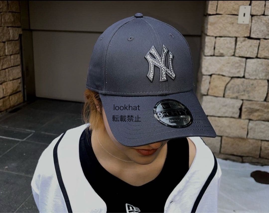 ニューエラ キャップ 帽子 NY ヤンキース ラインストーン グラファイト