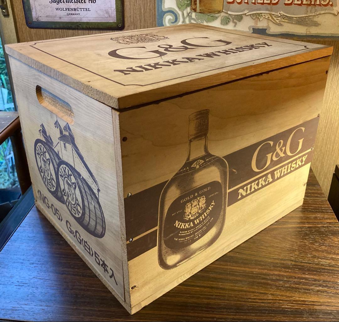 G&G ニッカ ウイスキー ヴィンテージ 木箱 酒 昭和 レトロ 収納 ボックス