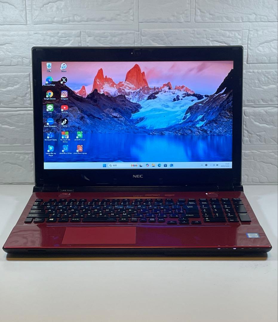 【限定1台】NEC LAVIE ☆レッド☆新品SSD☆すぐ使える☆ブルーレイOK