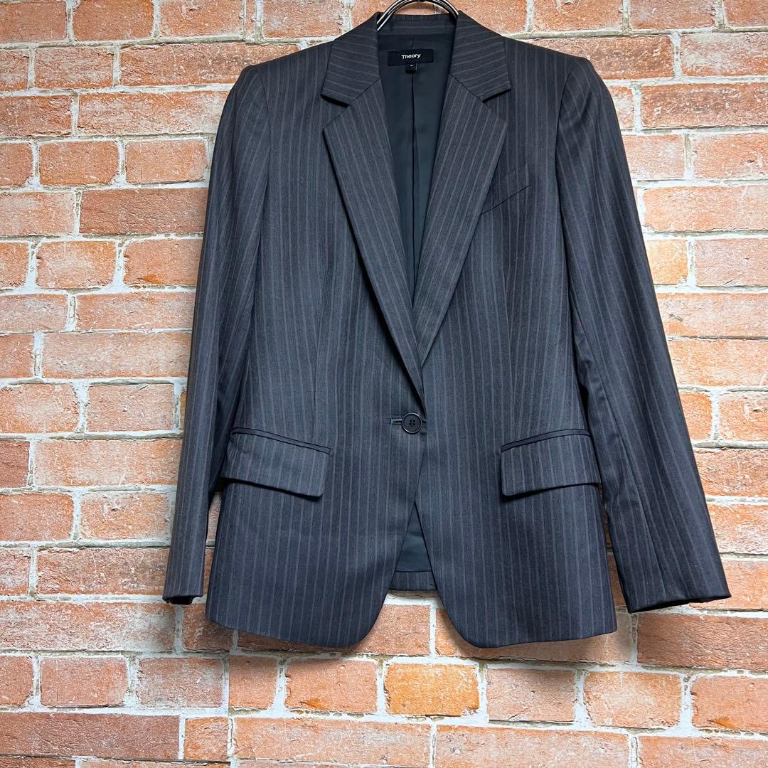 [未使用級]セオリー　CL STRIPE パンツスーツセットアップ　ウールシルク
